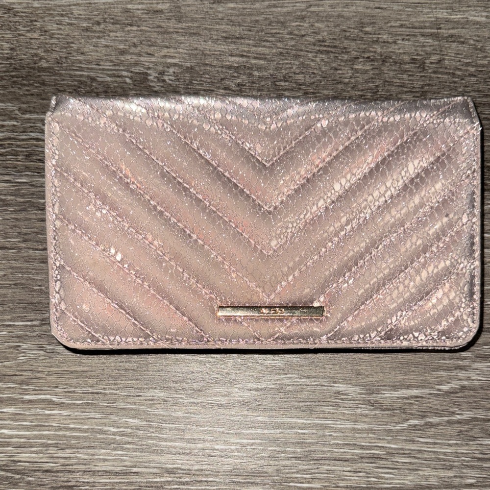 Aldo Pink Textured Chevron Clutch